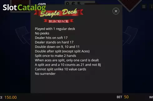 Οθόνη7. Single Deck Blackjack Elite Edition Κουλοχέρης 