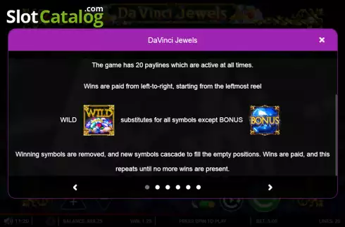 Οθόνη5. Da Vinci Jewels Κουλοχέρης
