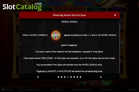 Οθόνη9. Wheel Big Winner Red Hot Spins Κουλοχέρης
