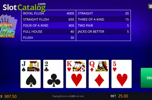 Οθόνη2. Bonus Poker Deluxe (Genii) Κουλοχέρης