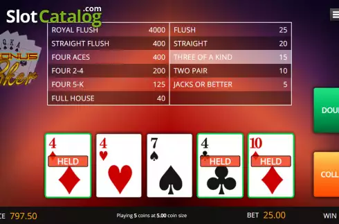 Οθόνη3. Bonus Poker (Genii) Κουλοχέρης 