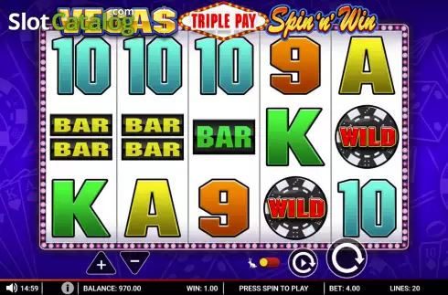 Οθόνη3. Vegas Triple Pay Spin 'n' Win (Genii) Κουλοχέρης