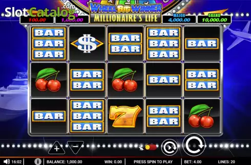 Οθόνη2. Wheel Big Winner Millionaire's Life Κουλοχέρης