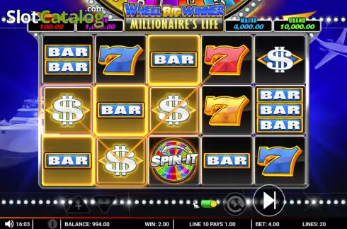 Οθόνη3. Wheel Big Winner Millionaire's Life Κουλοχέρης