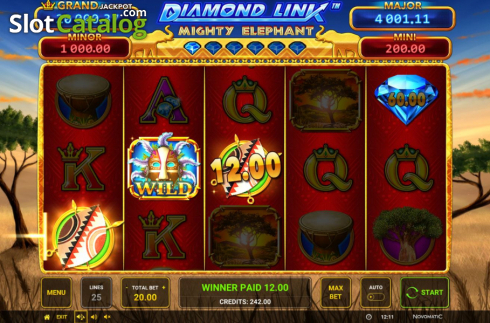 Οθόνη4. Diamond Link Mighty Elephant Κουλοχέρης