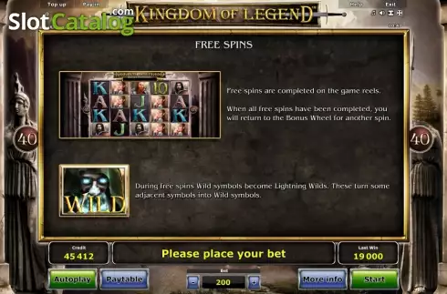Πίνακας πληρωμών 2. Kingdom of Legend™ Κουλοχέρης