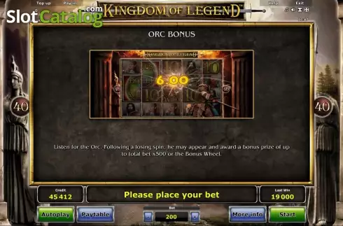 Πίνακας πληρωμών 3. Kingdom of Legend™ Κουλοχέρης