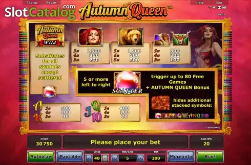 Πίνακας πληρωμών 1. Autumn Queen™ Κουλοχέρης