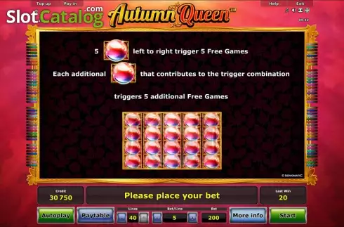 Πίνακας πληρωμών 3. Autumn Queen™ Κουλοχέρης