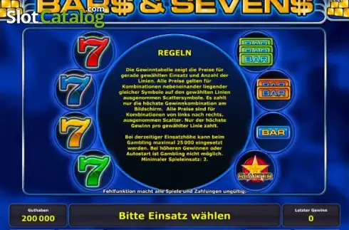 Πίνακας πληρωμών 2. Bars & Sevens Κουλοχέρης