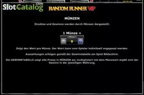 Πίνακας πληρωμών 1. Random Runner VIP Κουλοχέρης