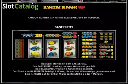 Πίνακας πληρωμών 2. Random Runner VIP Κουλοχέρης