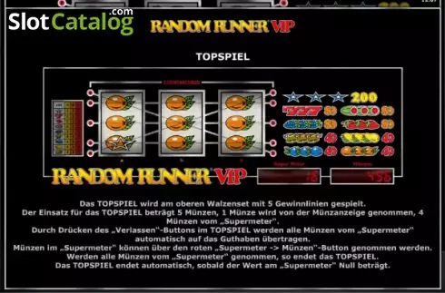 Πίνακας πληρωμών 4. Random Runner VIP Κουλοχέρης