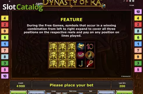 Πίνακας πληρωμών 2. Dynasty of Ra™ Κουλοχέρης