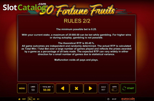 Οθόνη9. 50 Fortune Fruits Κουλοχέρης