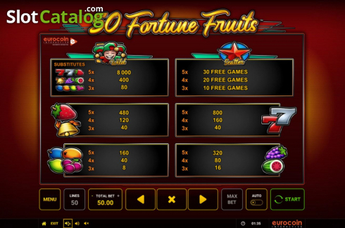 Οθόνη6. 50 Fortune Fruits Κουλοχέρης