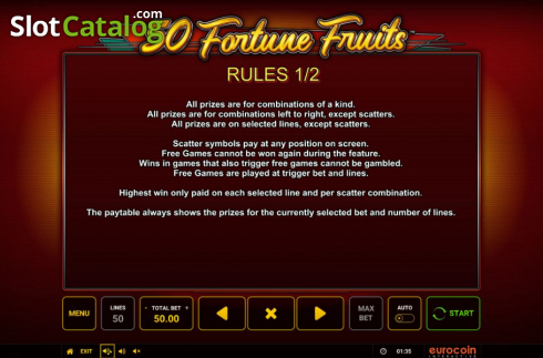 Οθόνη8. 50 Fortune Fruits Κουλοχέρης