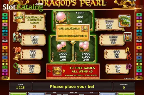 Πίνακας πληρωμών 1. Dragons Pearl (Green Tube) Κουλοχέρης 