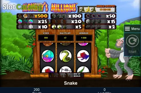 Οθόνη οθόνης μπόνους 1. Monkey's Millions Κουλοχέρης