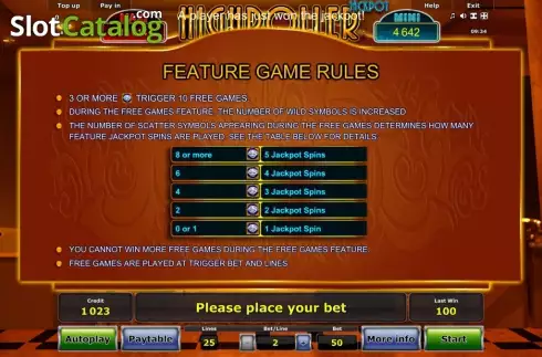 Πίνακας πληρωμών 2. Highroller Jackpot Κουλοχέρης 