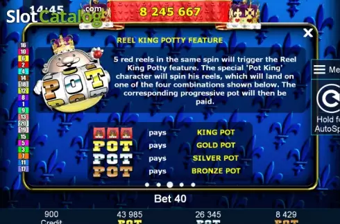 Πίνακας πληρωμών 3. Reel King Potty Κουλοχέρης