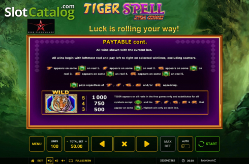 Οθόνη9. Tiger Spell Xtra Choice Κουλοχέρης 