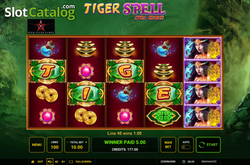 Οθόνη5. Tiger Spell Xtra Choice Κουλοχέρης 