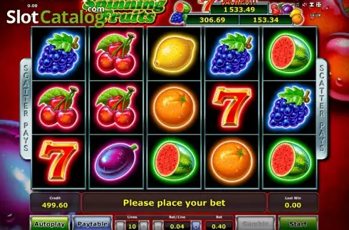 Ροδέλες. Spinning Fruits (Green Tube) Κουλοχέρης