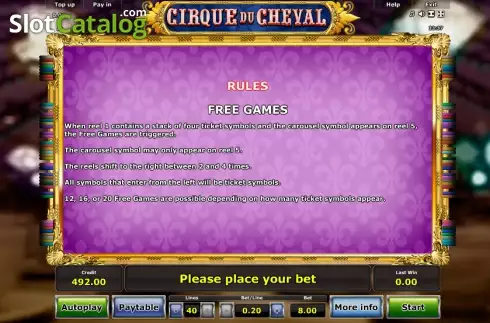 Πίνακας πληρωμών 4. Cirque du Cheval Κουλοχέρης