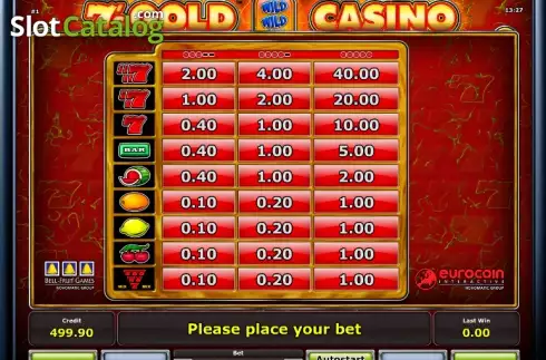Πίνακας πληρωμών 1. 7´s Gold Casino Κουλοχέρης