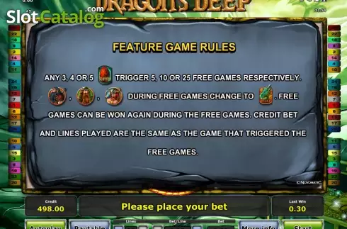 Πίνακας πληρωμών 2. Dragon's Deep Κουλοχέρης