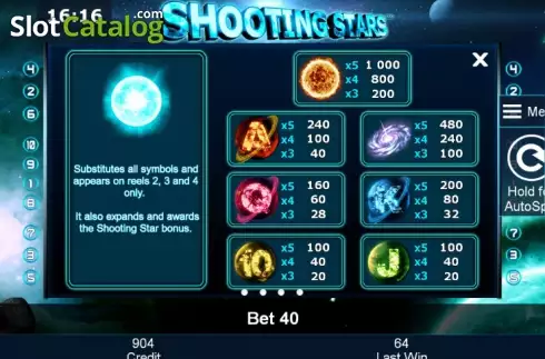 Πίνακας πληρωμών 1. Shooting Stars Κουλοχέρης 