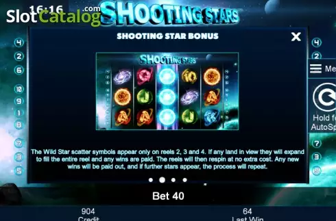 Πίνακας πληρωμών 2. Shooting Stars Κουλοχέρης 