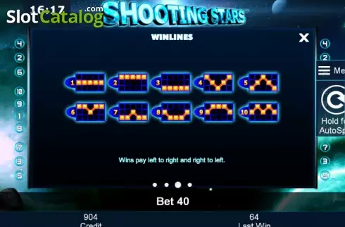 Πίνακας πληρωμών 3. Shooting Stars Κουλοχέρης 