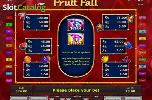 Πίνακας πληρωμών 1. Fruit Fall (Octavian Gaming) Κουλοχέρης
