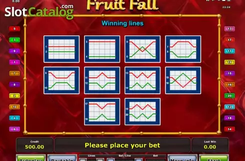 Πίνακας πληρωμών 3. Fruit Fall (Octavian Gaming) Κουλοχέρης