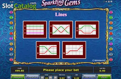 Πίνακας πληρωμών 2. Sparkling Gems Κουλοχέρης