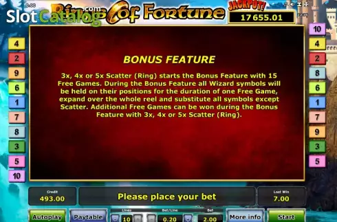 Πίνακας πληρωμών 2. Rings of Fortune Κουλοχέρης
