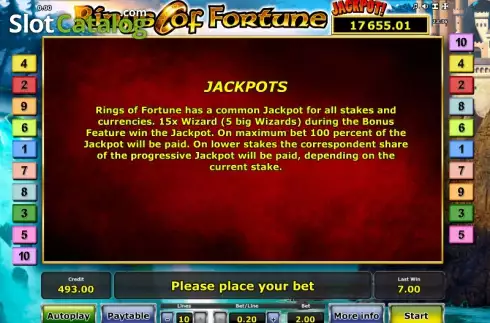 Πίνακας πληρωμών 3. Rings of Fortune Κουλοχέρης