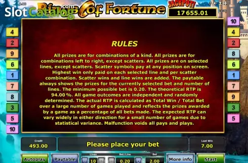 Πίνακας πληρωμών 3. Rings of Fortune Κουλοχέρης