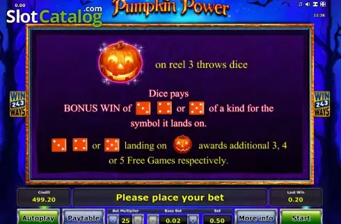 Πίνακας πληρωμών 2. Pumpkin Power Κουλοχέρης