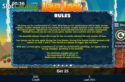 Πίνακας πληρωμών 5. Lava Loot Κουλοχέρης 
