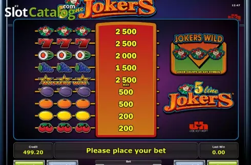 Πίνακας πληρωμών 1. 5 Line Jokers Κουλοχέρης