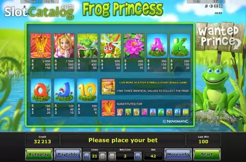 Πίνακας πληρωμών 1. Frog Princess (iGaming2go) Κουλοχέρης