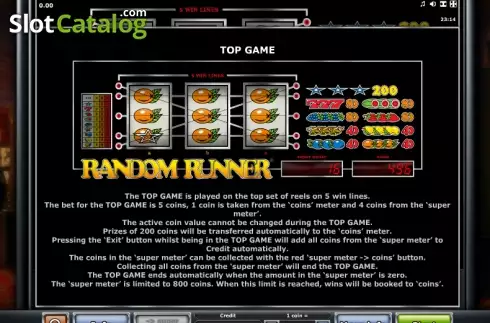Πίνακας πληρωμών 4. Random Runner (Greentube) Κουλοχέρης 