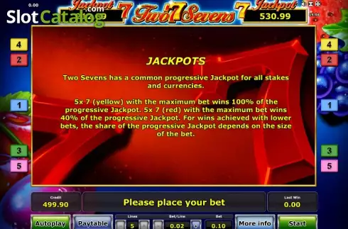 Πίνακας πληρωμών 2. Two Sevens Κουλοχέρης