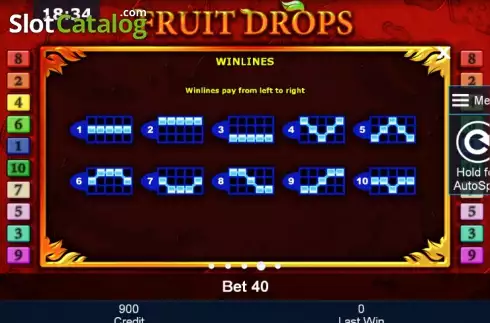 Πίνακας πληρωμών 4. Fruit Drops Κουλοχέρης 