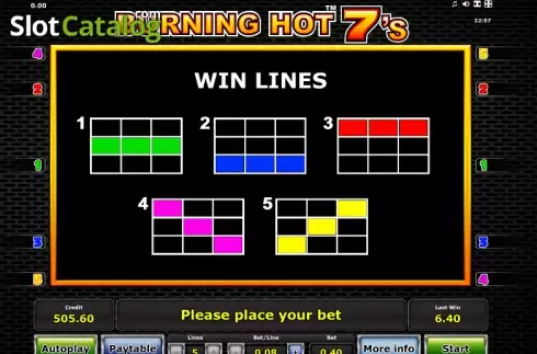 Πίνακας πληρωμών 3. Burning Hot Sevens Κουλοχέρης