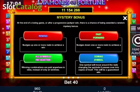 Πίνακας πληρωμών 2. Diamonds of Fortune Κουλοχέρης