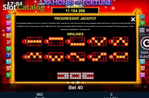 Πίνακας πληρωμών 3. Diamonds of Fortune Κουλοχέρης